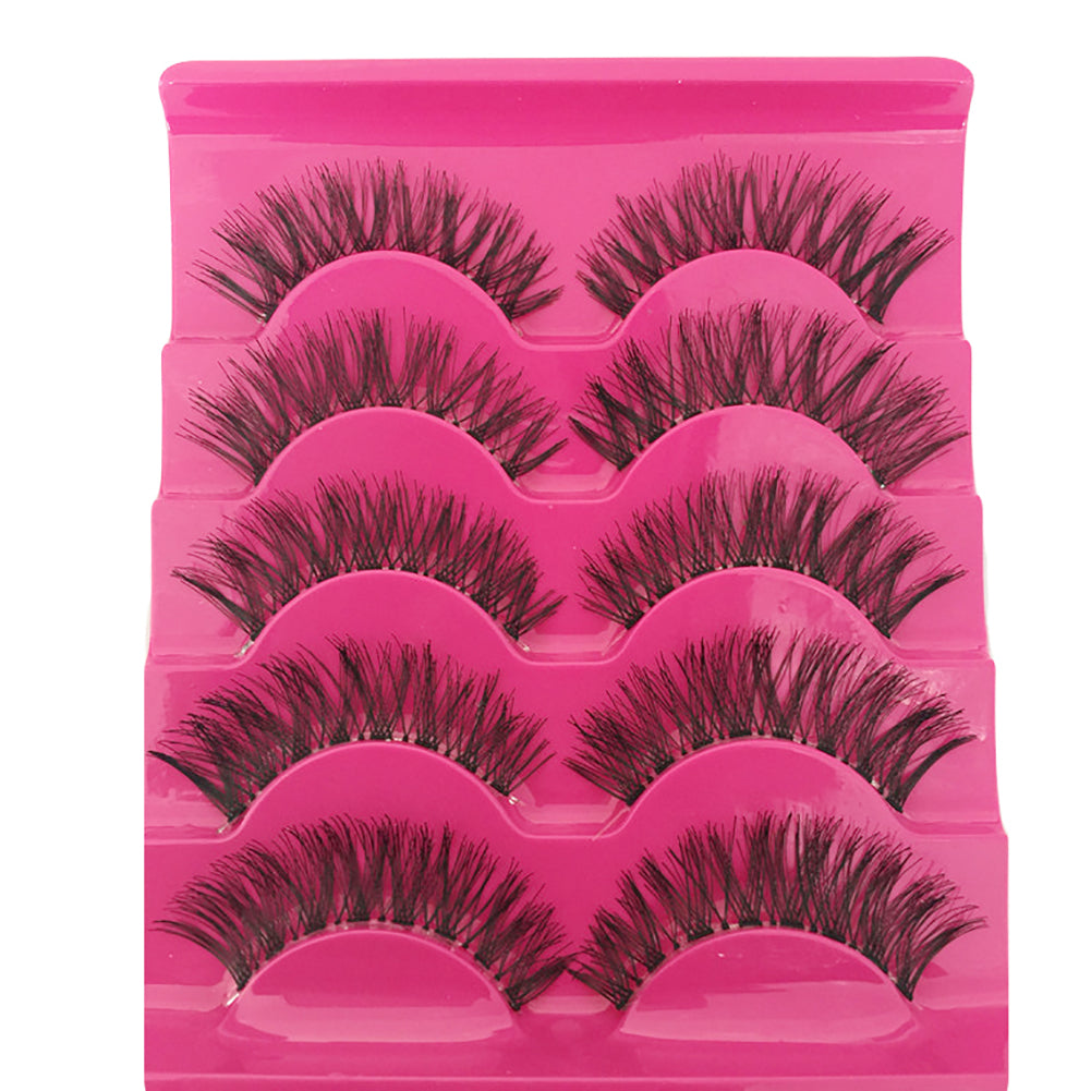 5 Pairs Makeup Natural Plastic Transparent Stems Cross False Fake Eyelashes