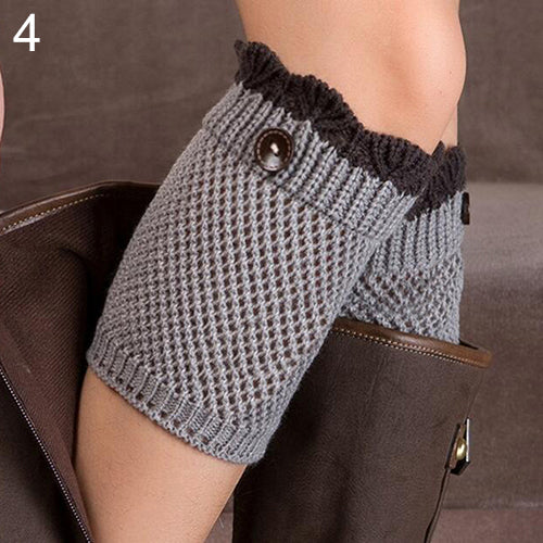 Women Crochet Knitted Lace Trim Boot Cuffs Toppers Leg Warmers Winter Socks