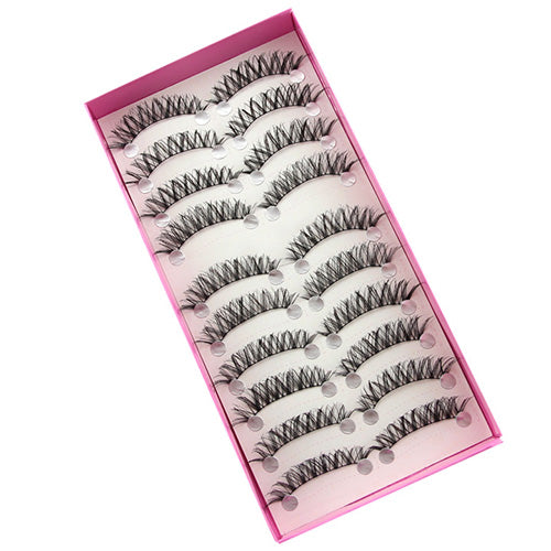 10 Pairs Natural Jumble Long False Eyelashes Party Wedding Makeup Eye Lashes