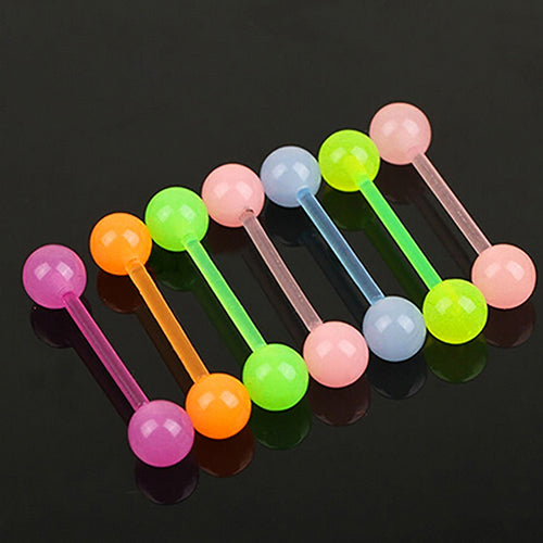 Women's Fashion Punk Glow Luminous Tongue Nose Studs Body Piercing Ball Barbells