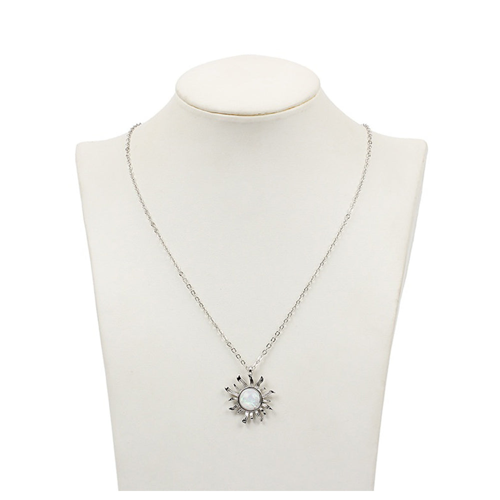 Bohemia Opal Sun Pendent Stone Long Necklace Wedding Gift Jewelry for Women Girl