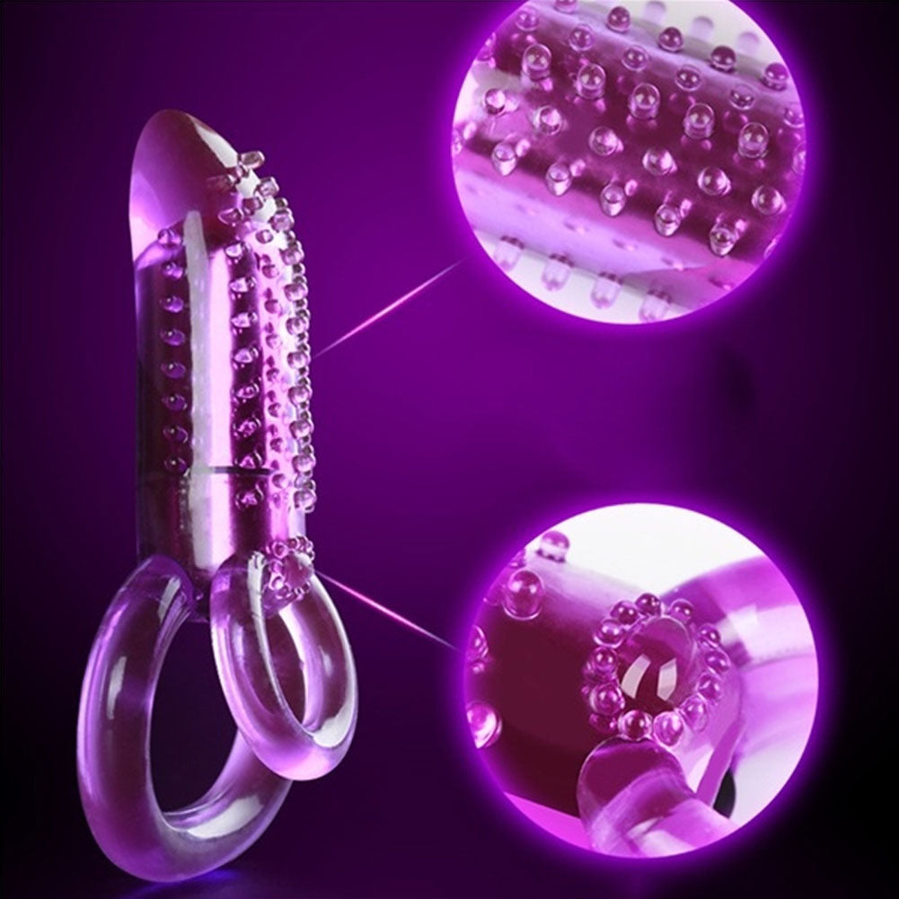 Double Circle Ejaculation Delay Penis Cock Ring Clit Stimulator Vibrator Sex Toy