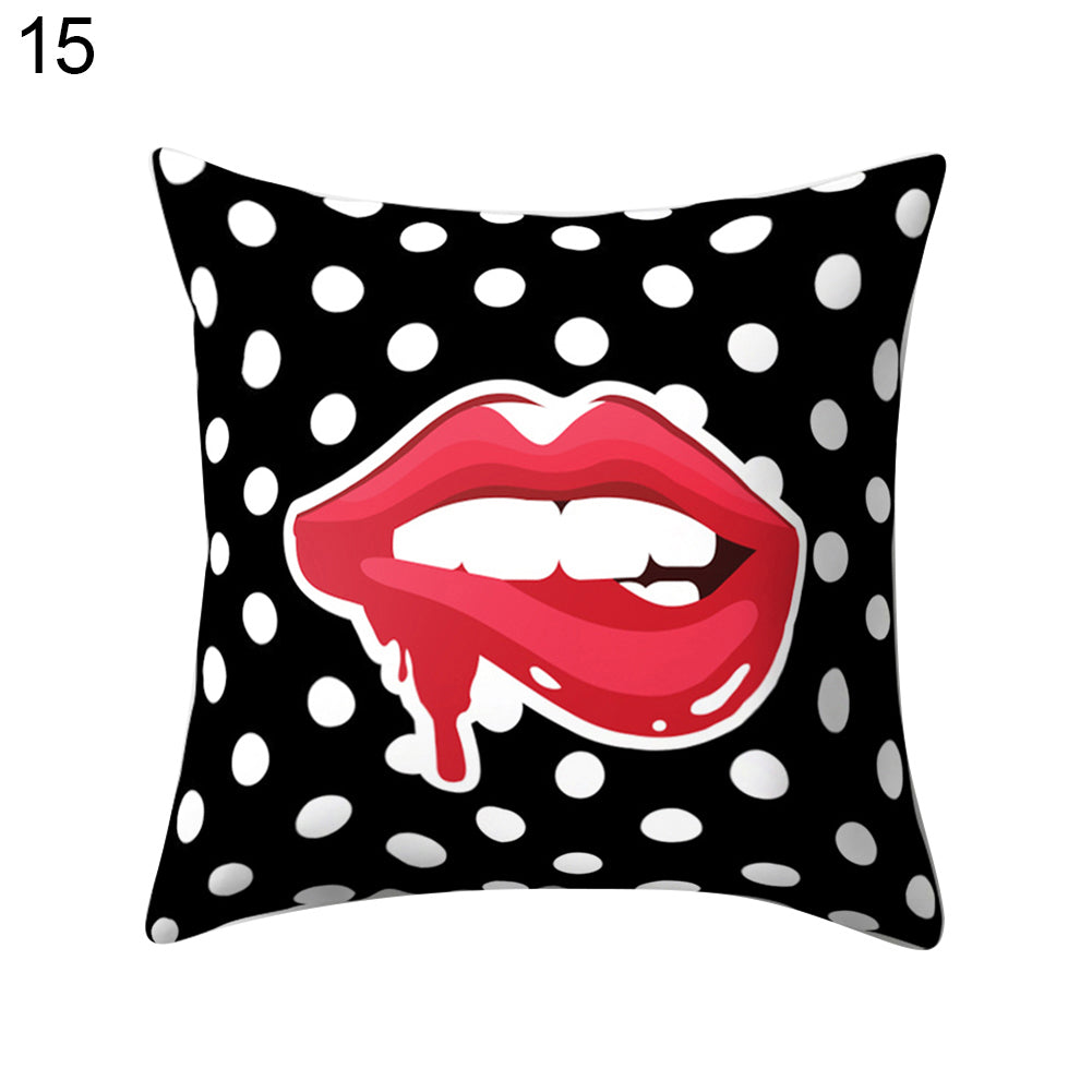 Sexy Lip Peach Skin Cushion Cover Square Throw Pillowcase Coffee House Bar Decor