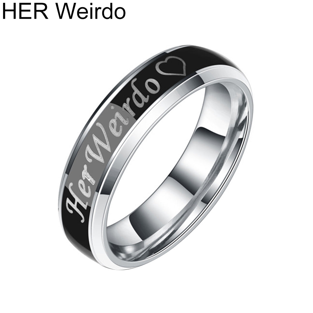 His Crazy Her Weirdo Color Changing Titanium Couple Rings Jewelry Ornament Gift