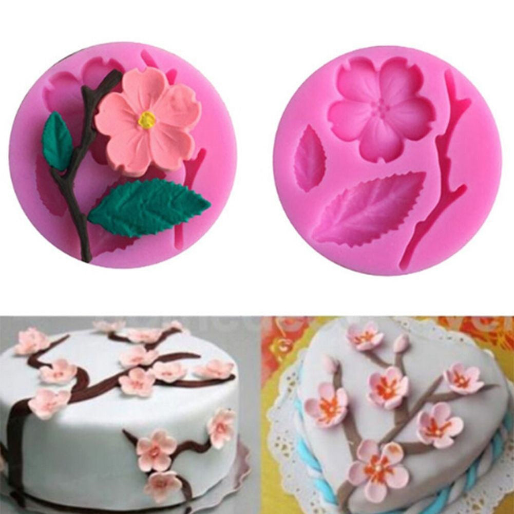 Peach Blossom Silicone DIY Fondant Cake Decorating Mold Kitchen Baking Tool