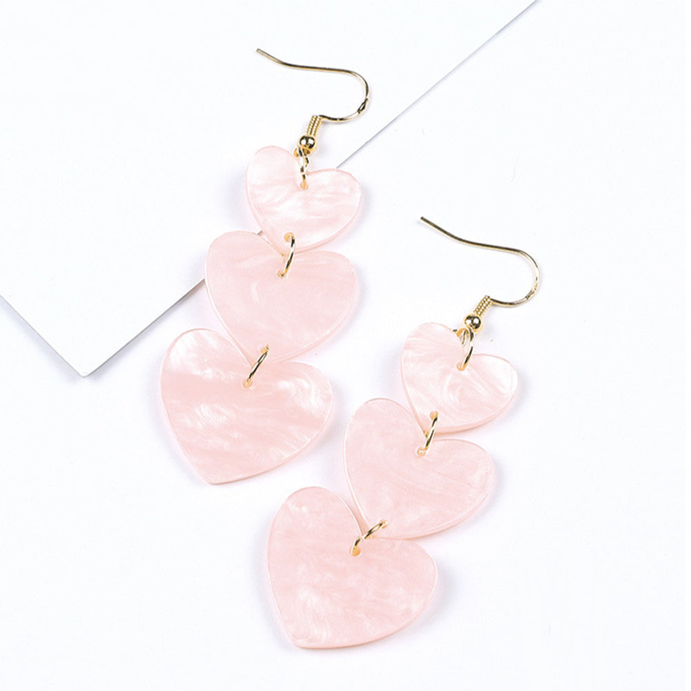 Fashion Three Love Heart Dangle Hook Earrings Women Girls Party Cocktail Jewelry