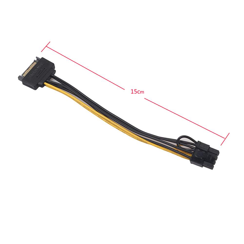 Single SATA 15pin to 8pin(6+2) PCI-E PCI-Express Power Supply Adapter Cable Cord