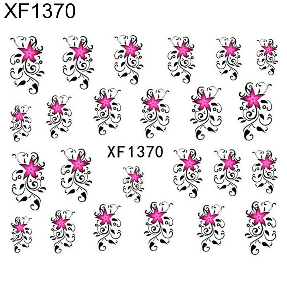 Elegant Women Butterfly Flower Peacock Feather Water Transfer Nail Art Sticker