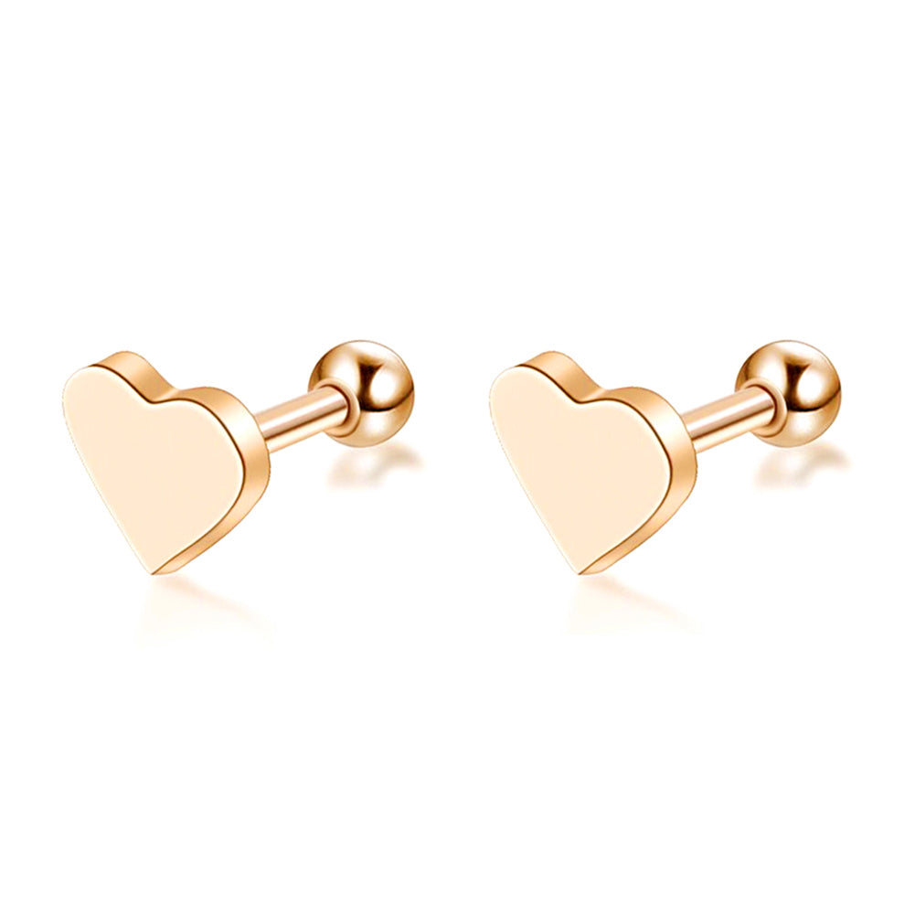 Simple Heart Alloy Ear Cartilage Tragus Piercing Stud Earrings Women Jewelry