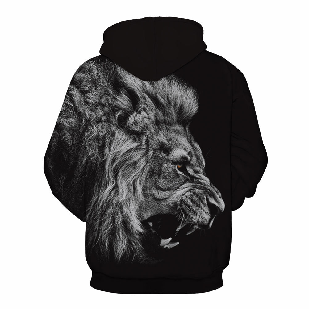 Men Women Autumn Long Sleeve Lion Roar Print Couple Hoodies Pullover Sweatshirt
