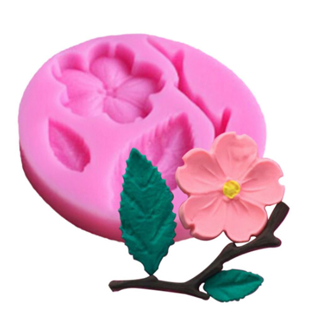 Peach Blossom Silicone DIY Fondant Cake Decorating Mold Kitchen Baking Tool