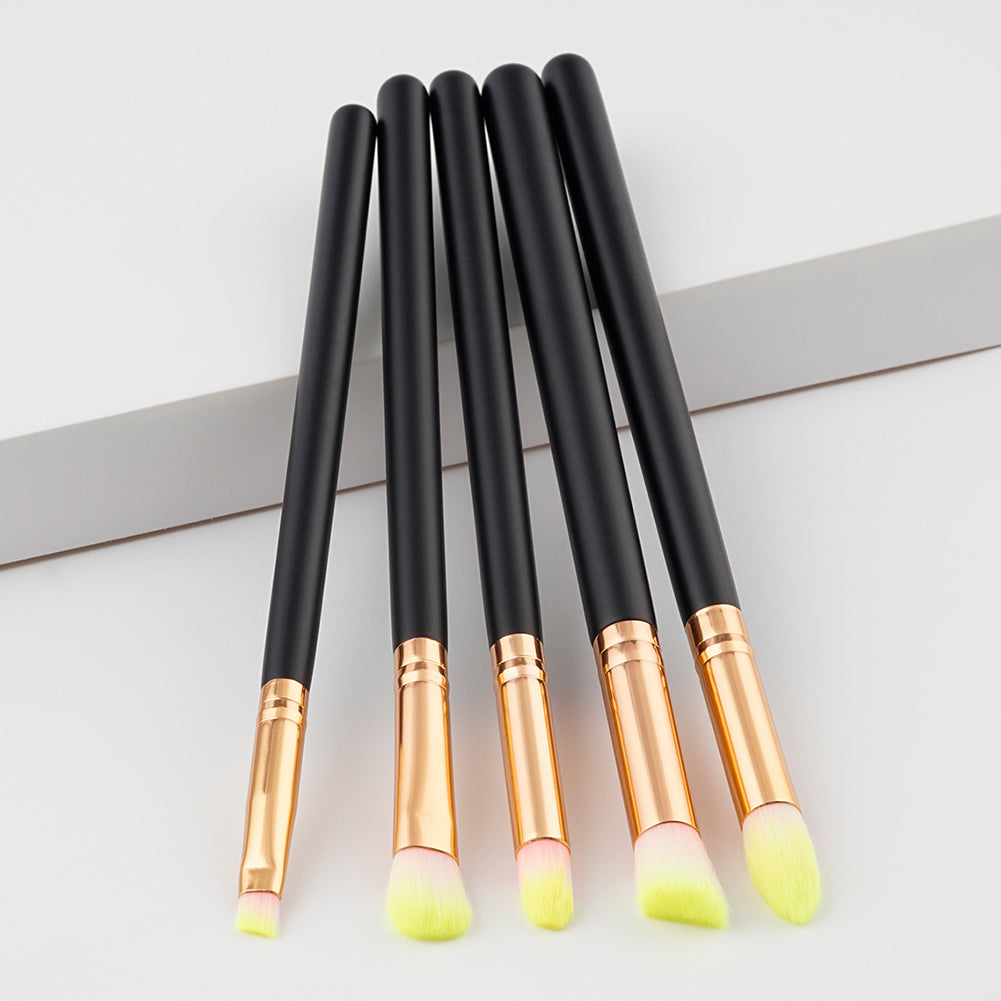 5Pcs Wood Handle Eyeshadow Eyebrow Cosmetic Makeup Brush Set Beauty Tool