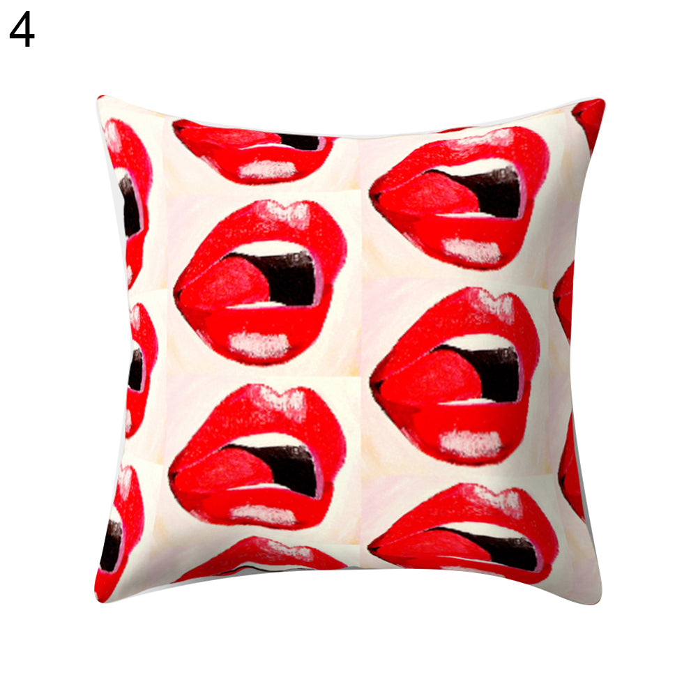 Hot Sexy Lips Print Square Throw Pillow Cover Cushion Case Car Home Sofa Decor