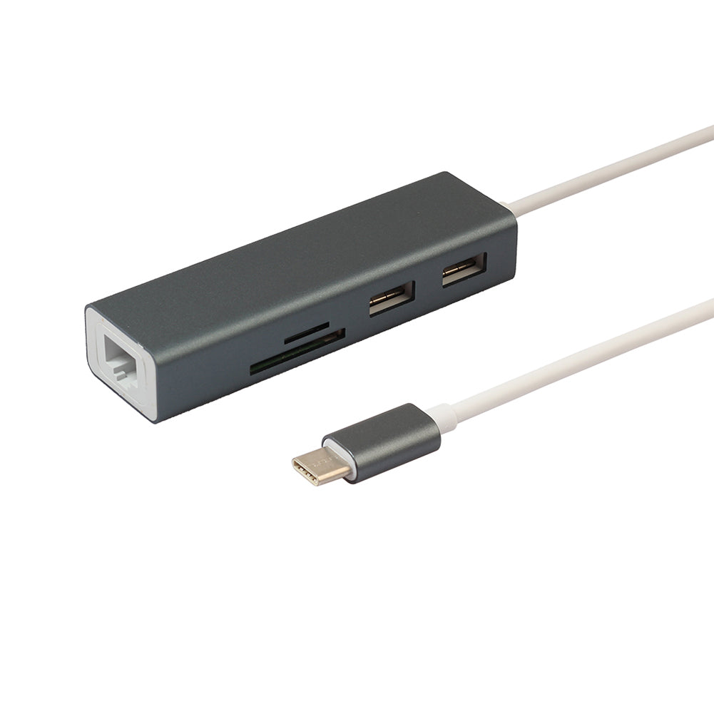 USB Type C Hub Wired Gigabit Ethernet Card LAN Adapter with SD/TF Card Reader