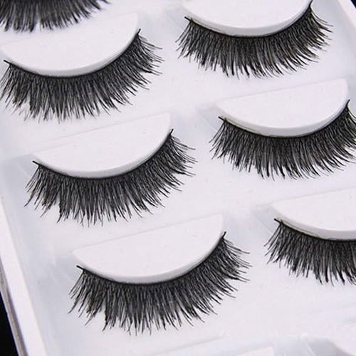 5 Pairs Natural Thick Cross Handmade Eye Lashes Extension Makeup False Eyelashes