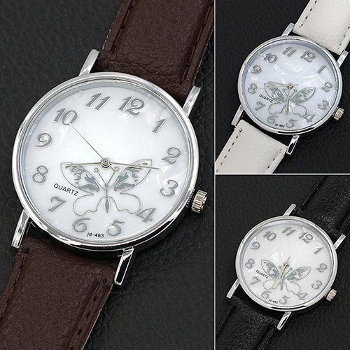 Women's Girls' Butterfly Arabic Numbers Dial Marbling Analog Quartz Wrist Watch