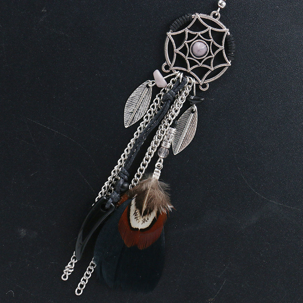 Retro Hollowed Star Feather Leaves Tassels Hook Earrings Women Ear Charm Decor