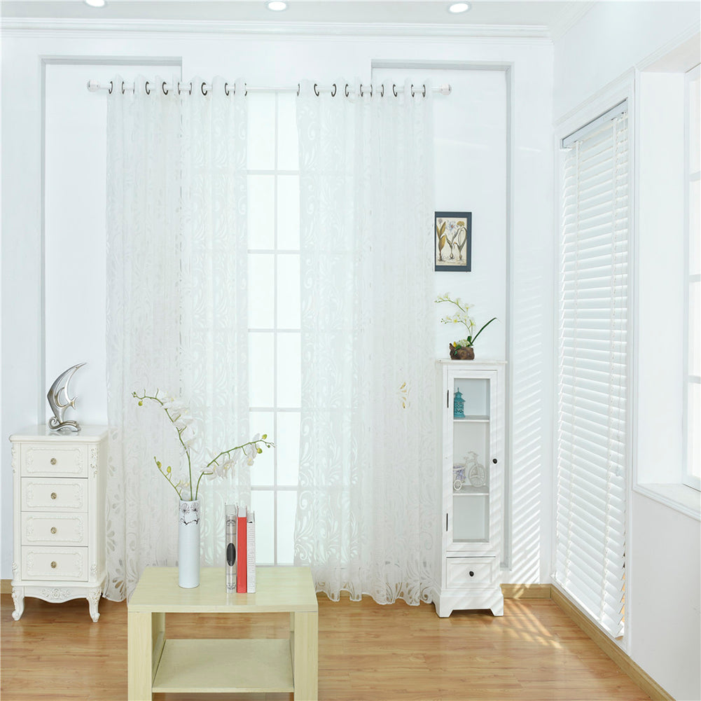 Fashion Phoenix Tail Window Curtain Sheer Divider Panel Perforated Bedroom Decor