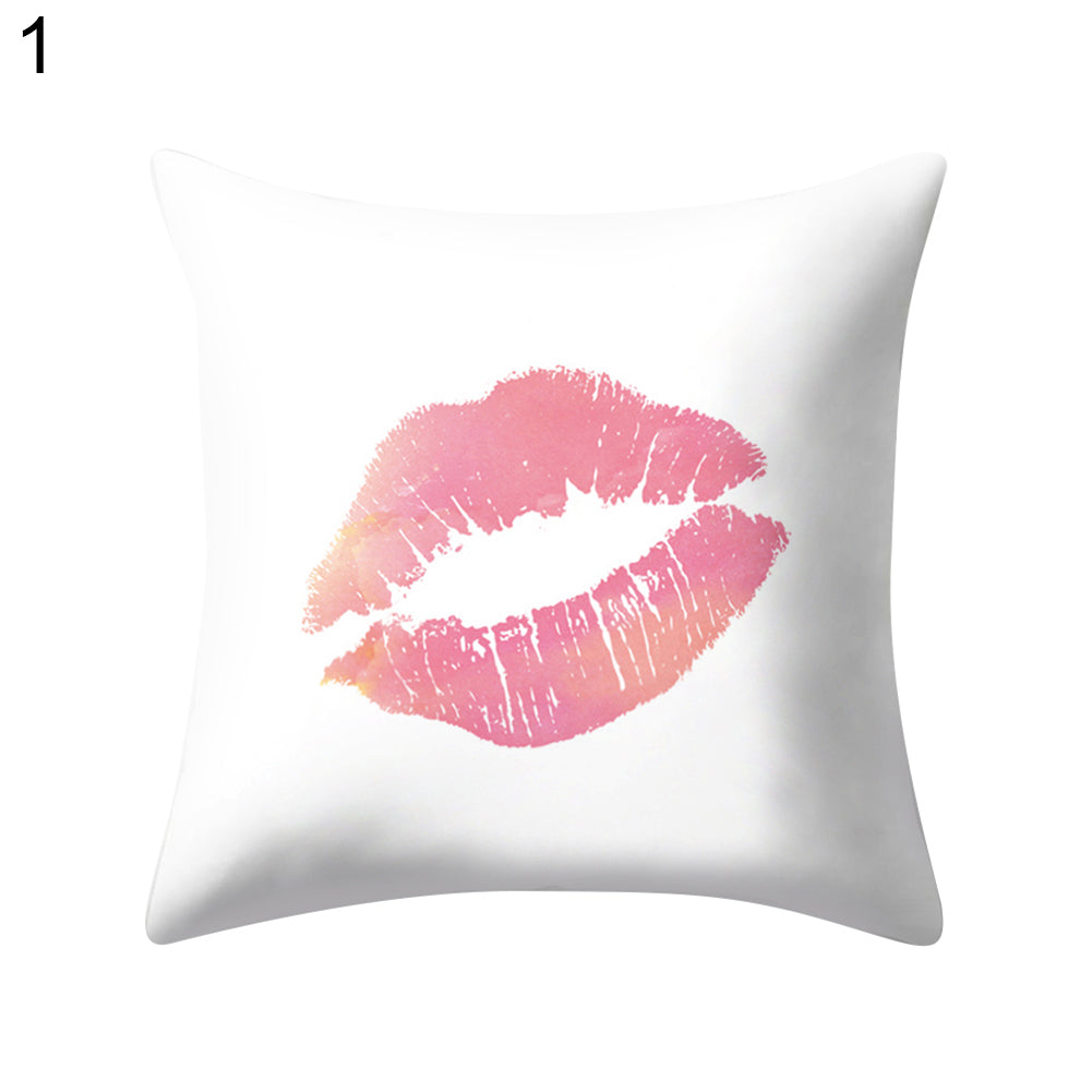 Hot Sexy Lips Print Square Throw Pillow Cover Cushion Case Car Home Sofa Decor