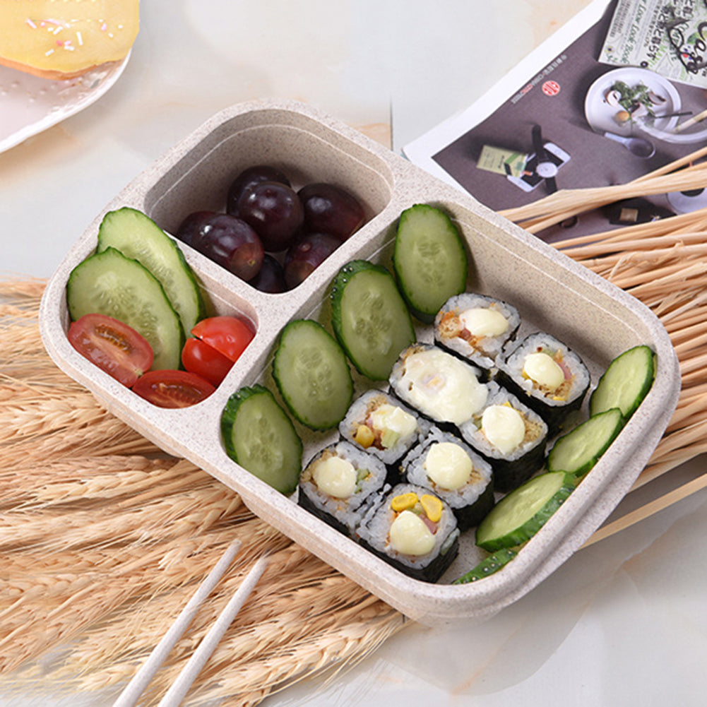3 Compartments PP Lunch Box Food Storage Container for Kids Adults Picnic