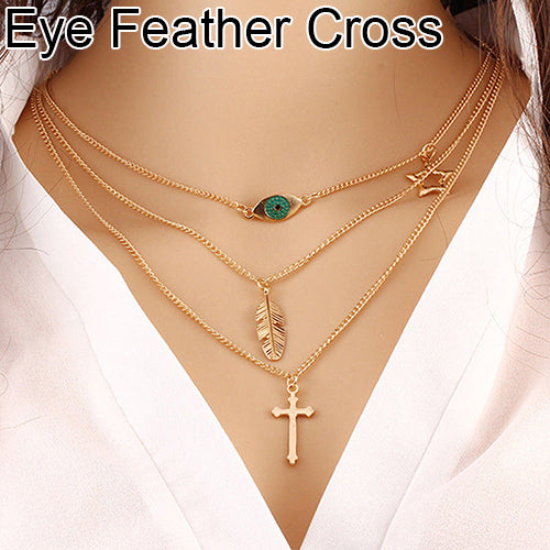 Women Multilayer Faux Pearl Rhinestone Pendant Choker Chain Necklace Jewelry