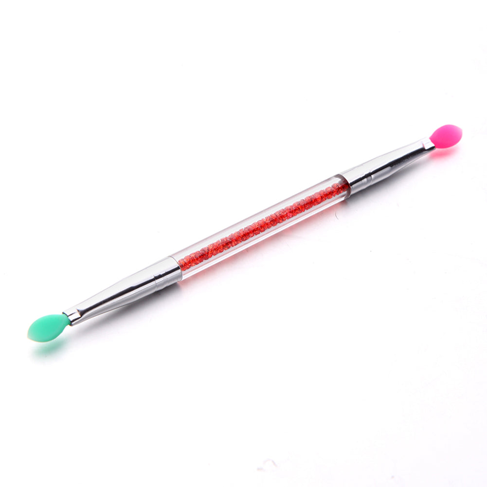 Double Ended Silicone Head Rhinestone Eyeshadow Eyebrow Lip Makeup Brush Tool