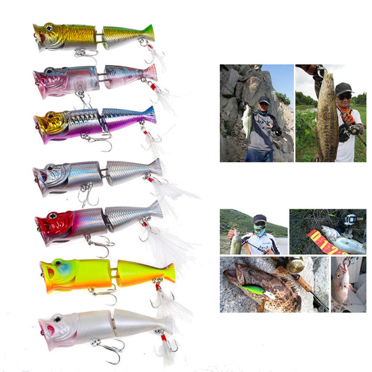 8cm Artificial Bait Bass Crankbait Wobblers Plastic Fishing Lures with Feather