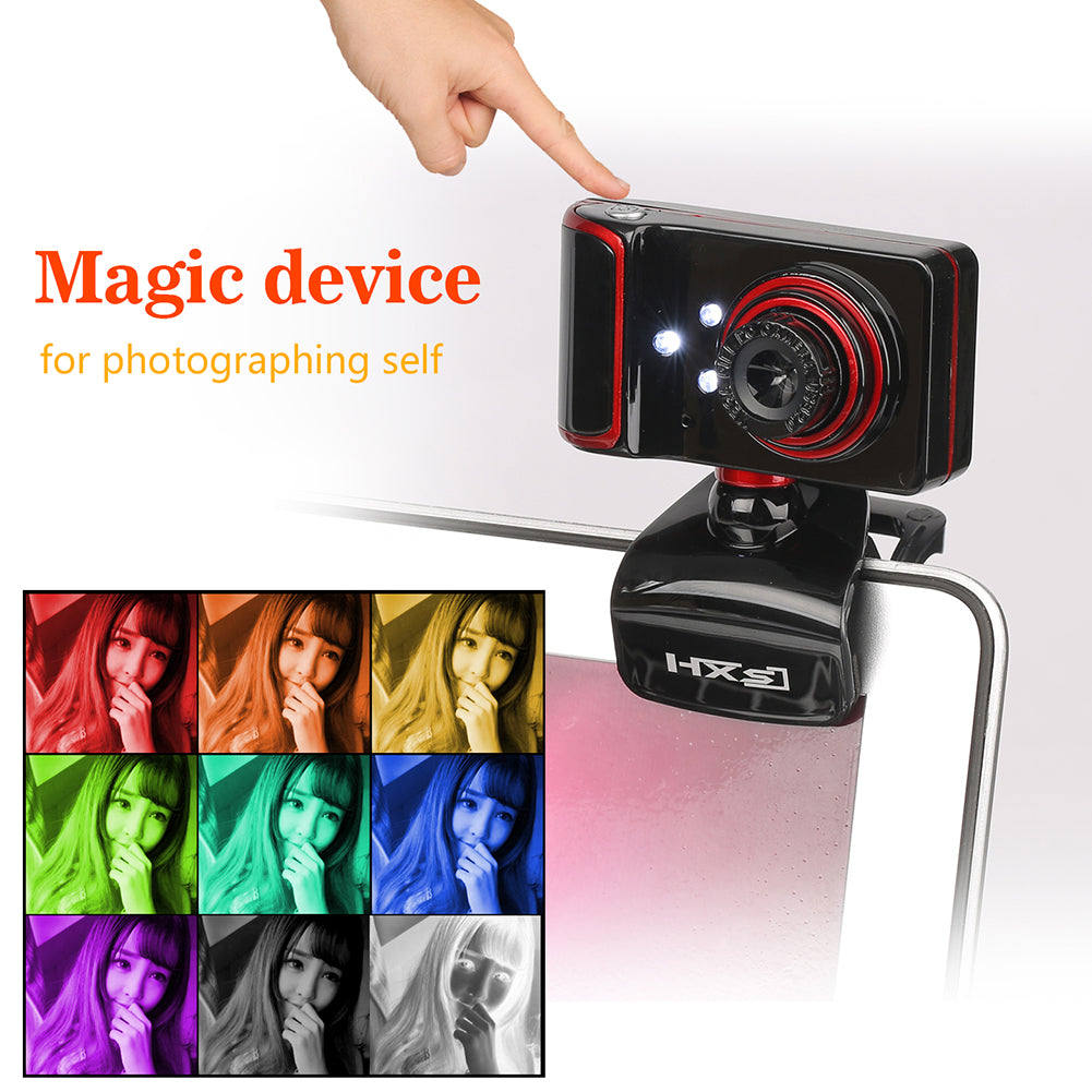 Clip-on HD WebCam Camera with Mic 9 Special Effects for Laptop Desktop Computer