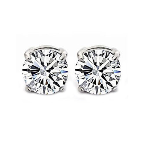 1Pair Women's Men's No Piercing 4 Claws Clear Rhinestone Magnet Stud Earrings