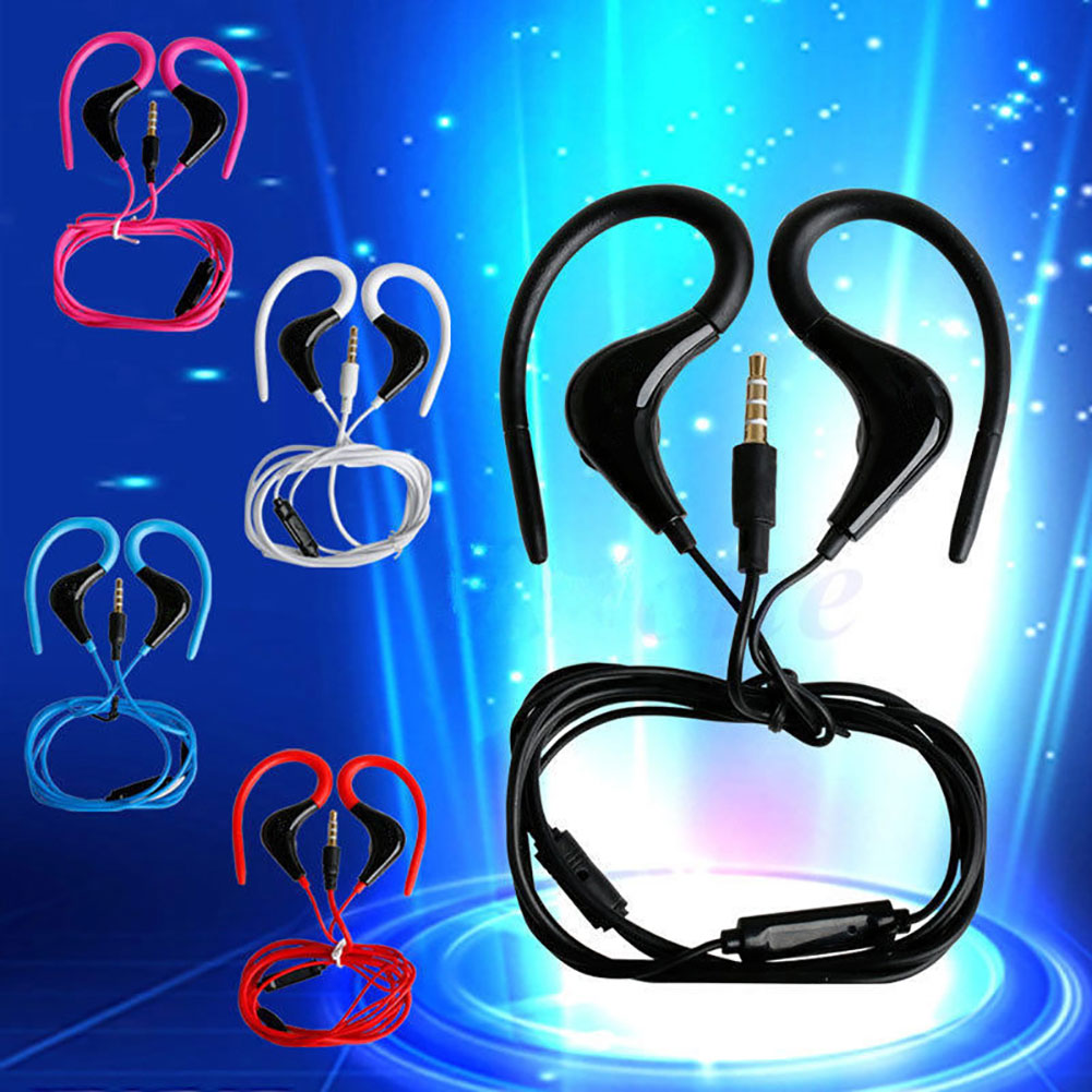 Sport Running Jogging Earphone Earhook Stereo Headphone with Mic for Cell Phone
