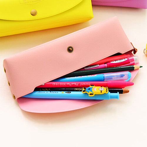 Creative Candy Color Pencil Case Kawaii Concise Multi-fonction Pencil Bag