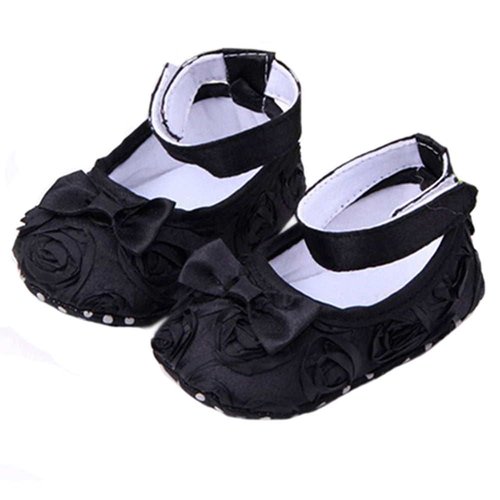Baby Girls' Sweet Bow Comfortable Anti-Slip Princess Toddler Crib Shoes 0-18M