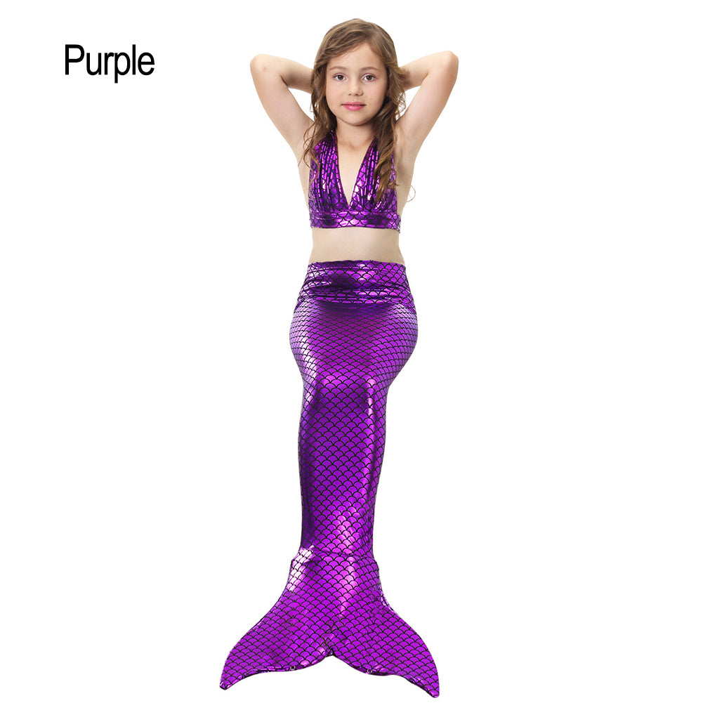 Little Girls Swimming Mermaid Tail Cosplay Swim Bikini Set Costume Sexy Swimwear