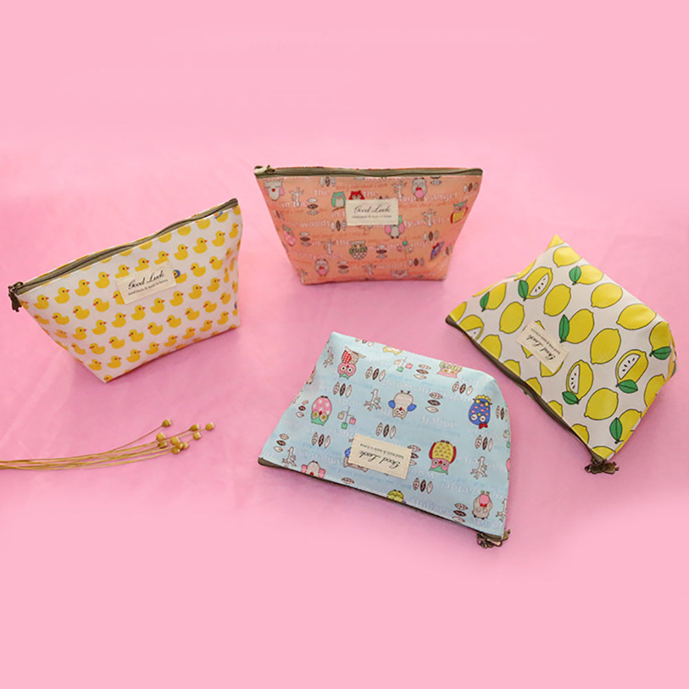 Cartoon Fruit Animals Women Cosmetic Make up Storage Bag Organizer Zipper Pouch