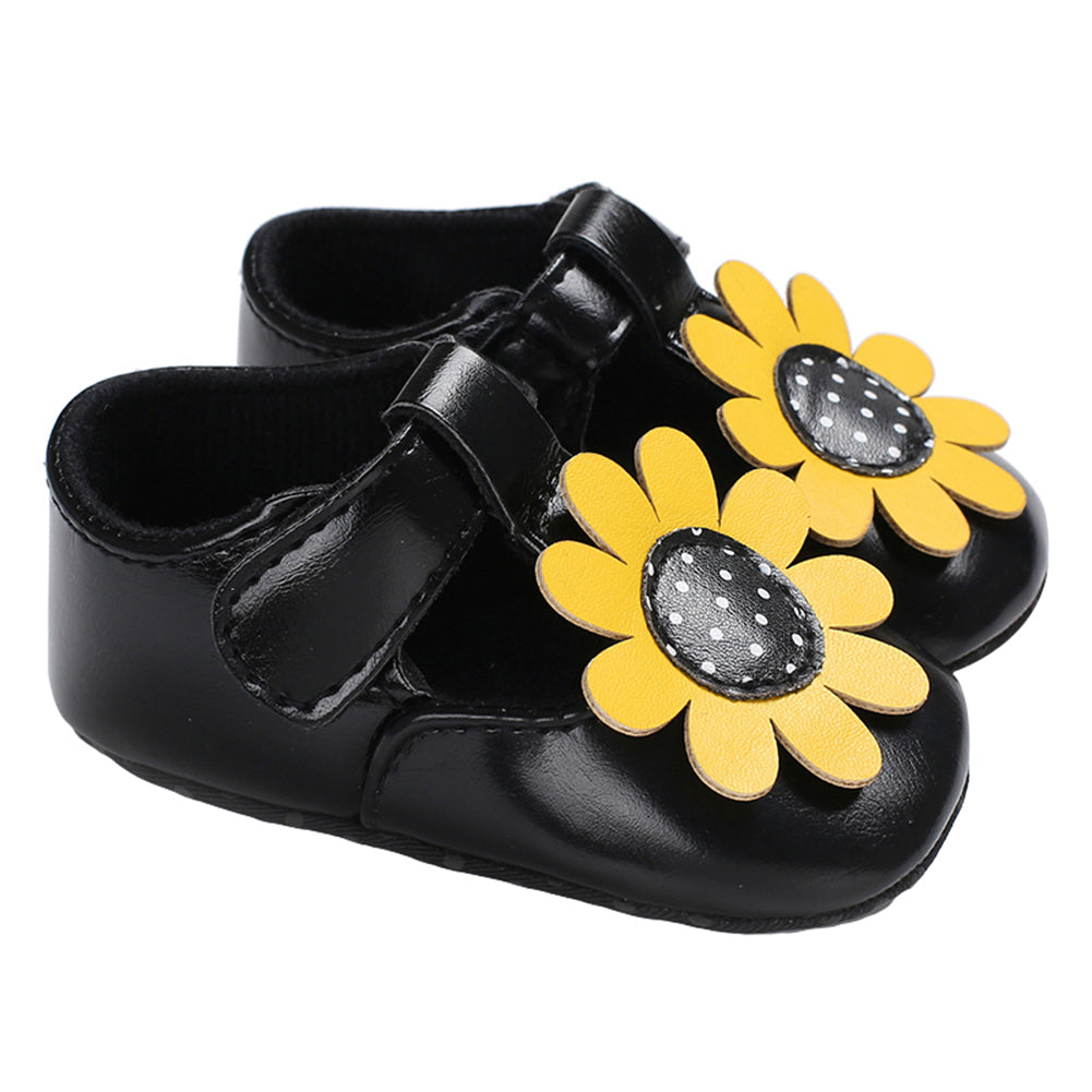Toddler Baby Girl Flower Faux Leather Prewalker Soft Sole Fashion Princess Shoes