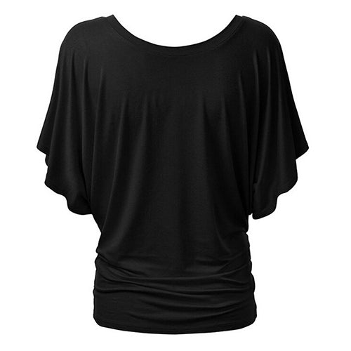 Women Boat Neck Dolman Casual Tops Elbow Sleeve Off Shoulder Tee Blouse T-Shirt
