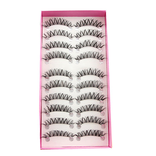 10 Pairs Natural Jumble Long False Eyelashes Party Wedding Makeup Eye Lashes