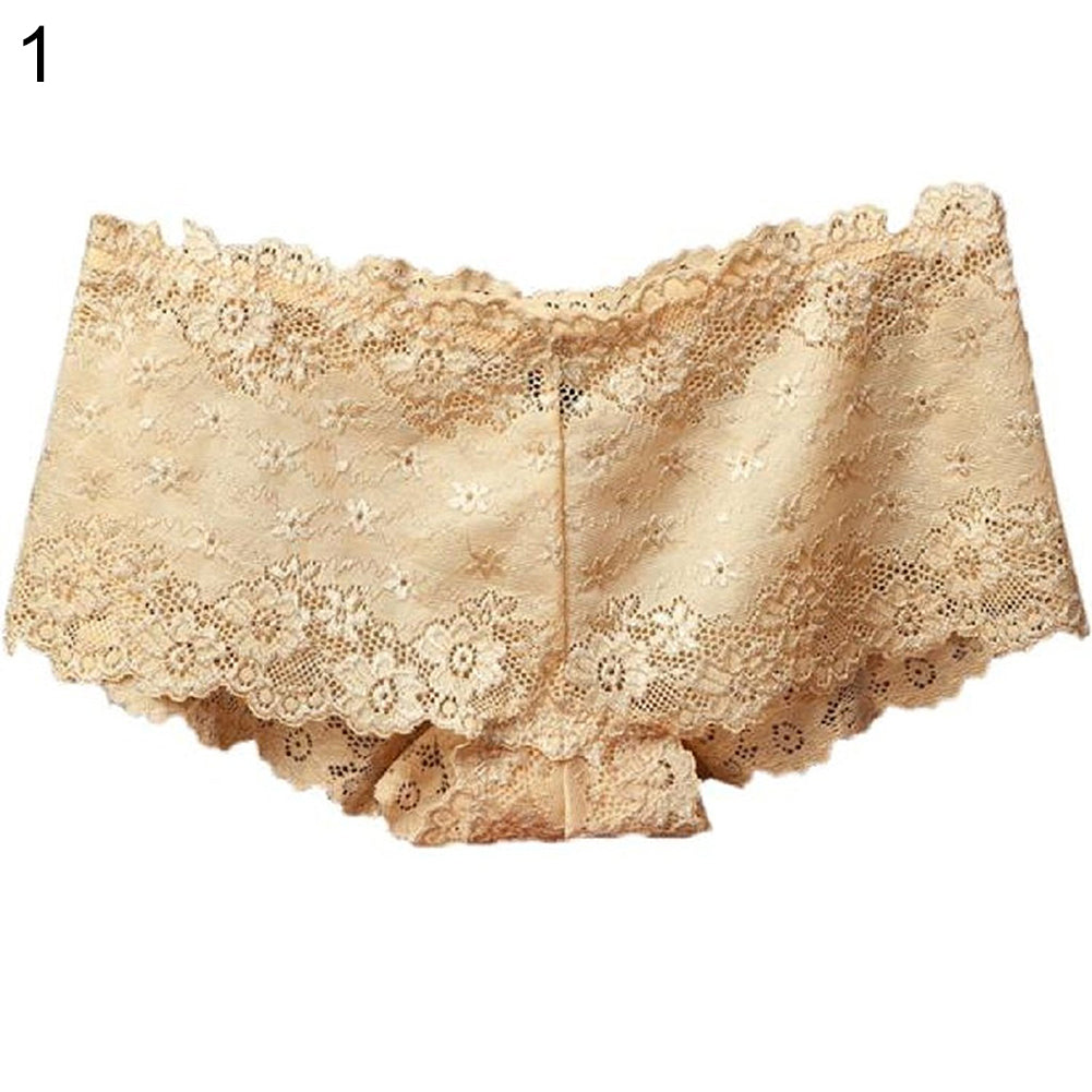 Women's Sexy Lace Low Waist See Through Hip Lifting Briefs Panties Underwear