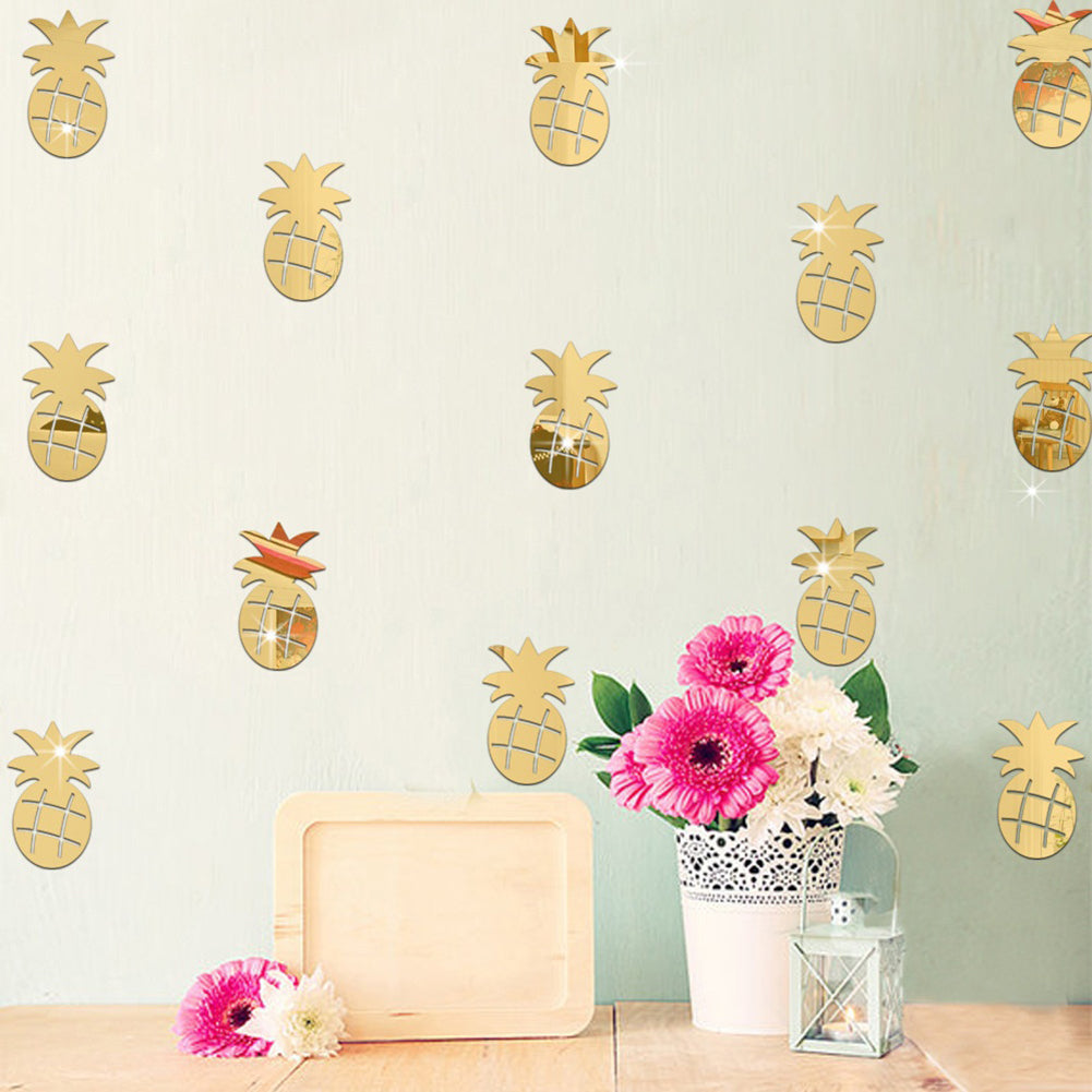 12Pcs/Set Cute Pineapple Mirror Acrylic Wall Stickers Decal Children Room Decor