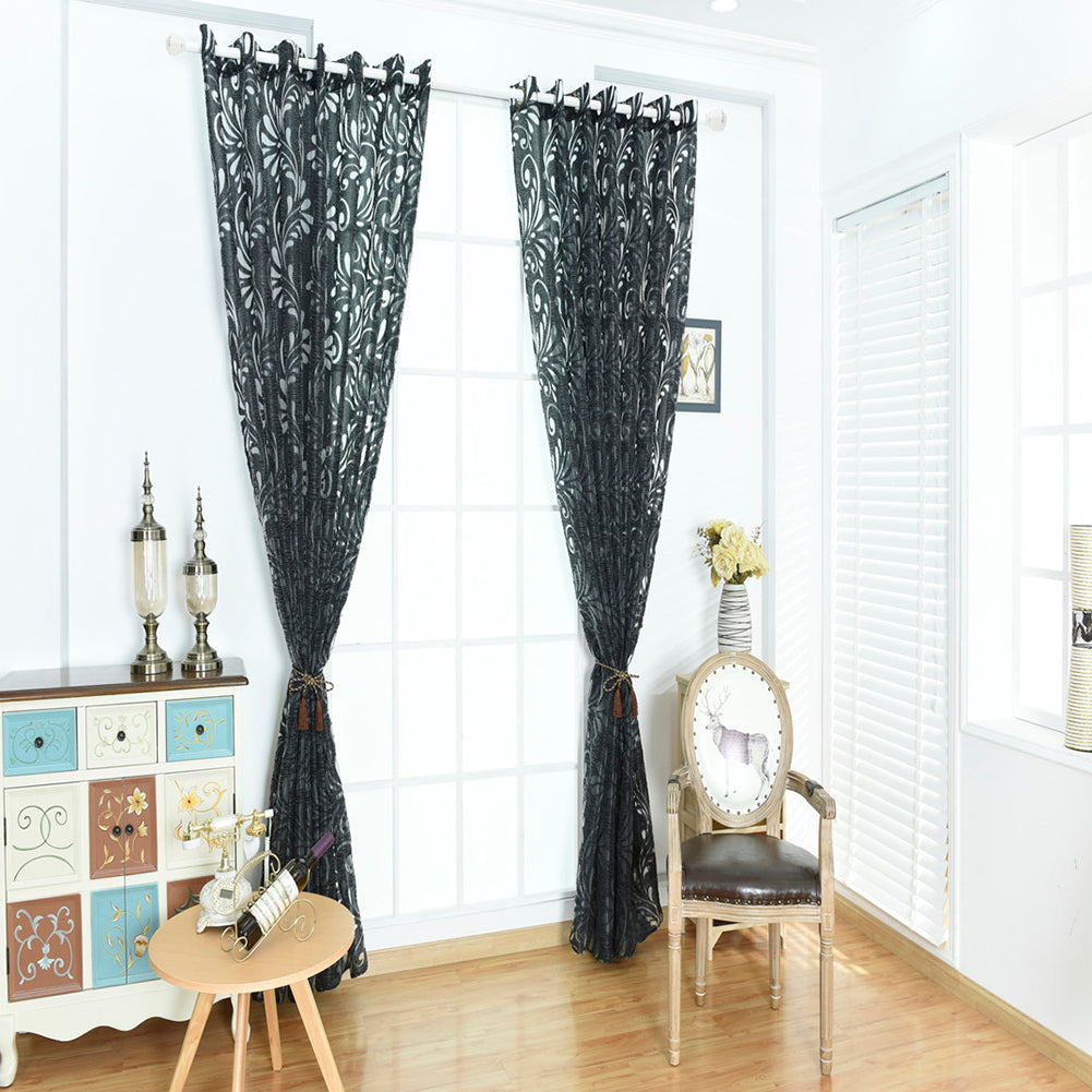 Fashion Phoenix Tail Window Curtain Sheer Divider Panel Perforated Bedroom Decor