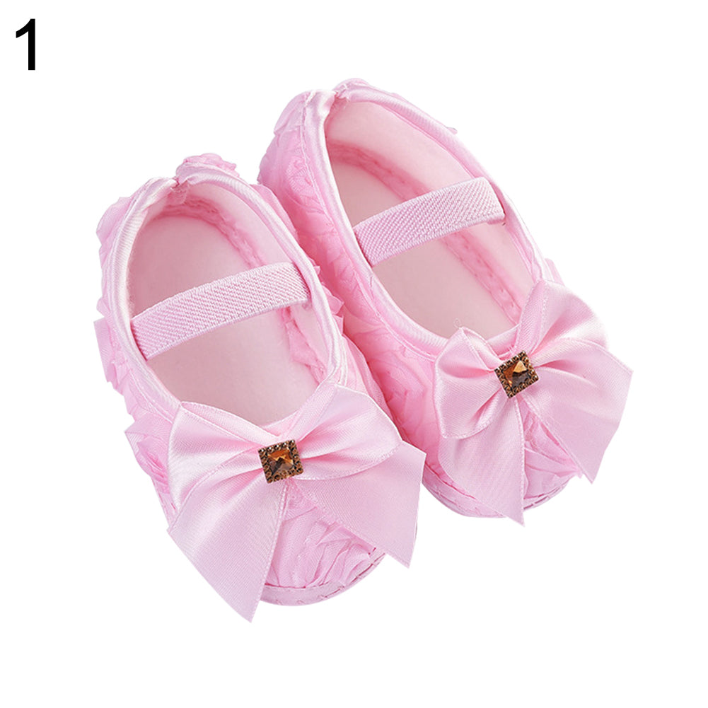 Toddler Baby Kids Girl Bowknot/Flower Anti-slip Princess Slip-on Soft Sole Shoes