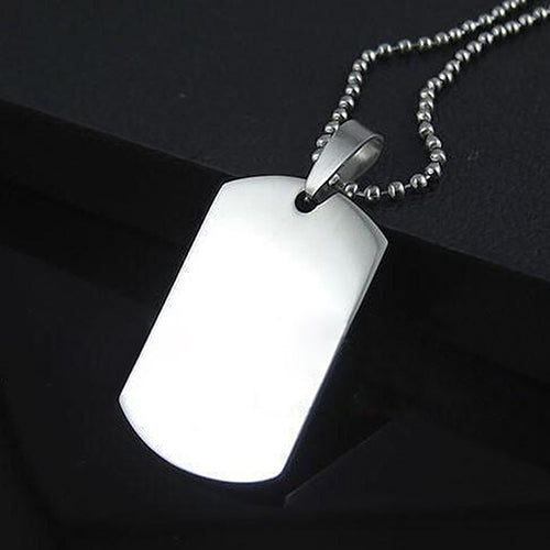 Men's Women's Punk Fashion 316L Stainless Steel Polished Rectangular Dog Tag Necklace