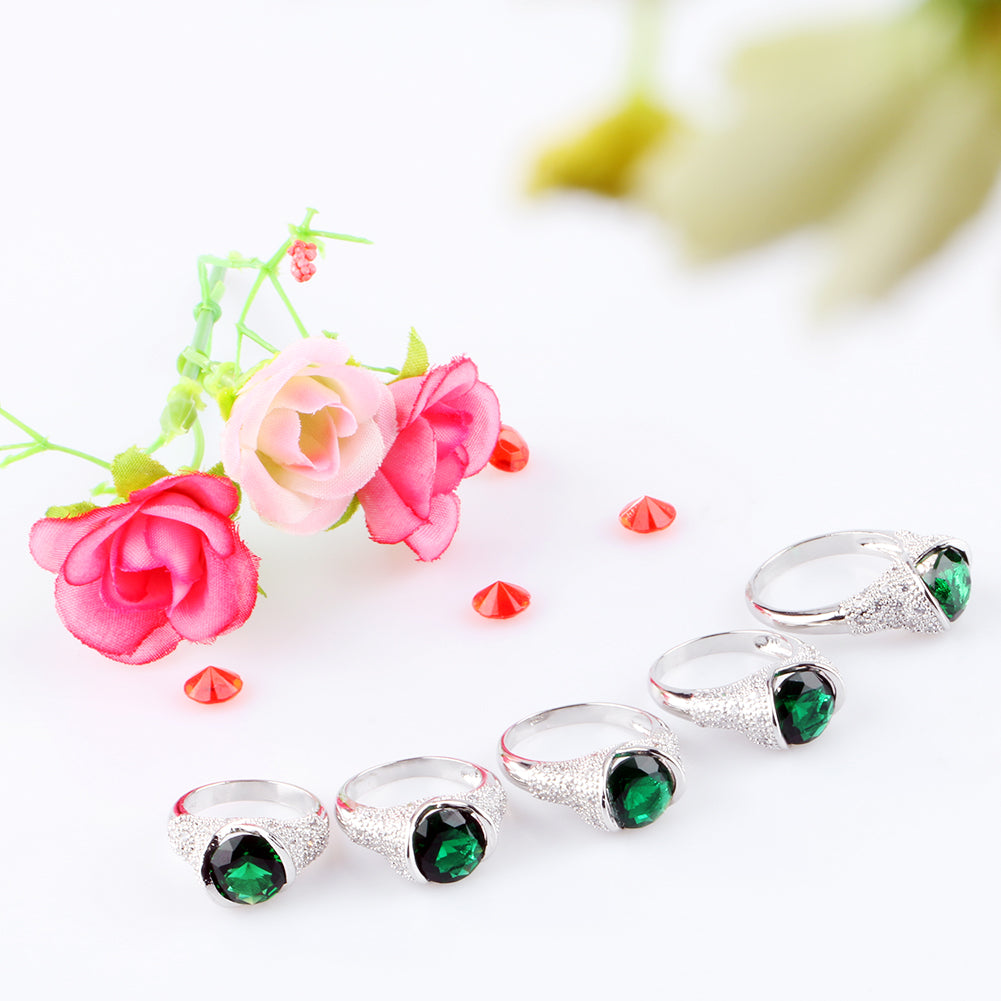 Fashion Women Shiny Green CZ Cubic Zirconia Stone Finger Ring Wedding Jewelry