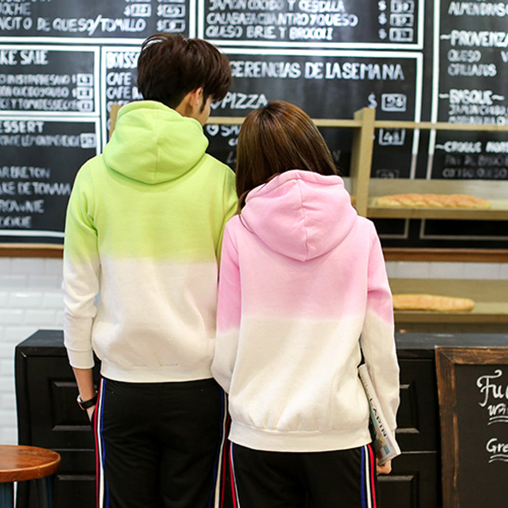 Unisex Fashion Long Sleeve Sweet Casual Gradient Color Pullover Hooded Hoodie