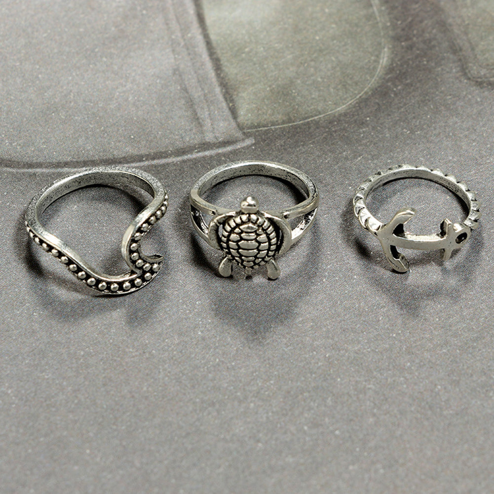 8Pcs/Set Women Fashion Boho Turtle Knuckle Ring Charming Gift Set Stacking