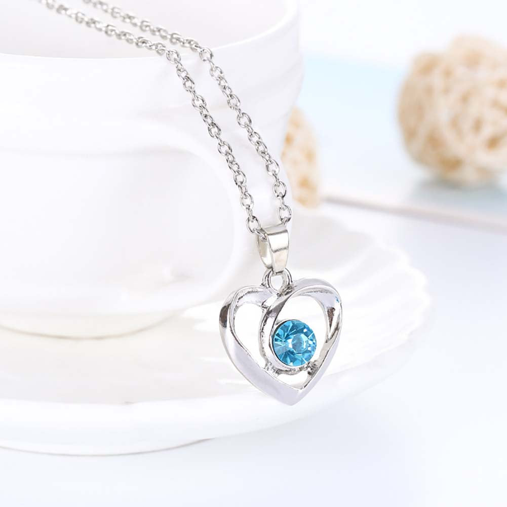 Fashion Hollow Rhinestone Heart Pendant Women Adjustable Chain Necklace Jewelry