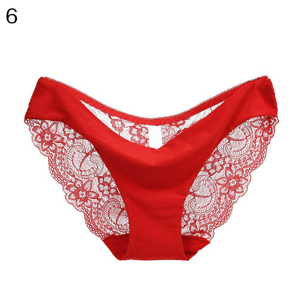 Sexy Floral Lace Hollow See Through Briefs Low Rise Underwear Women’s Panties