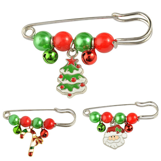 Handcraft Gift Santa Claus Christmas Tree Pattern Small Bell  Cute Brooch Pin