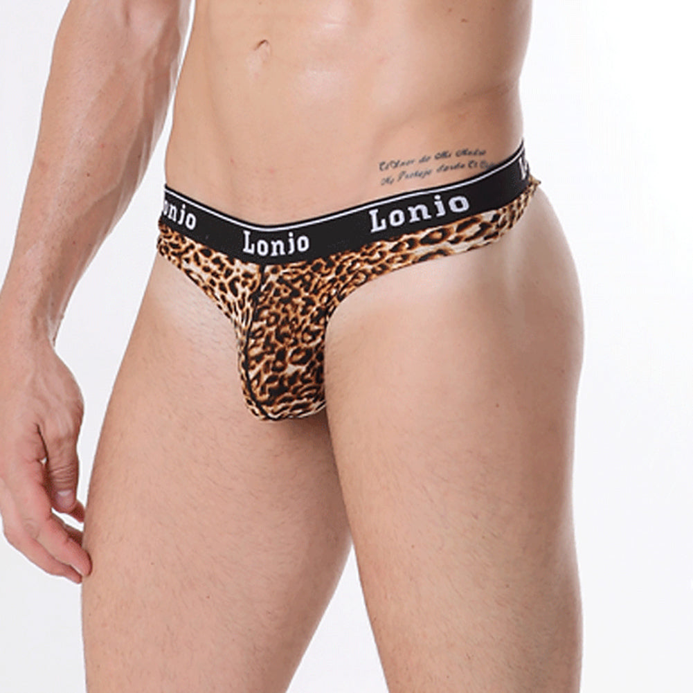 Sexy Men Breathable Thong Underwear Briefs Bulge Pouch Leopard Underpants