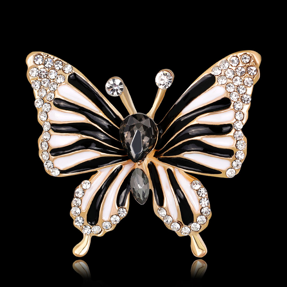 Fashion Butterfly Shiny Rhinestone Enamel Brooch Pin Ladies Wedding Gift Jewelry